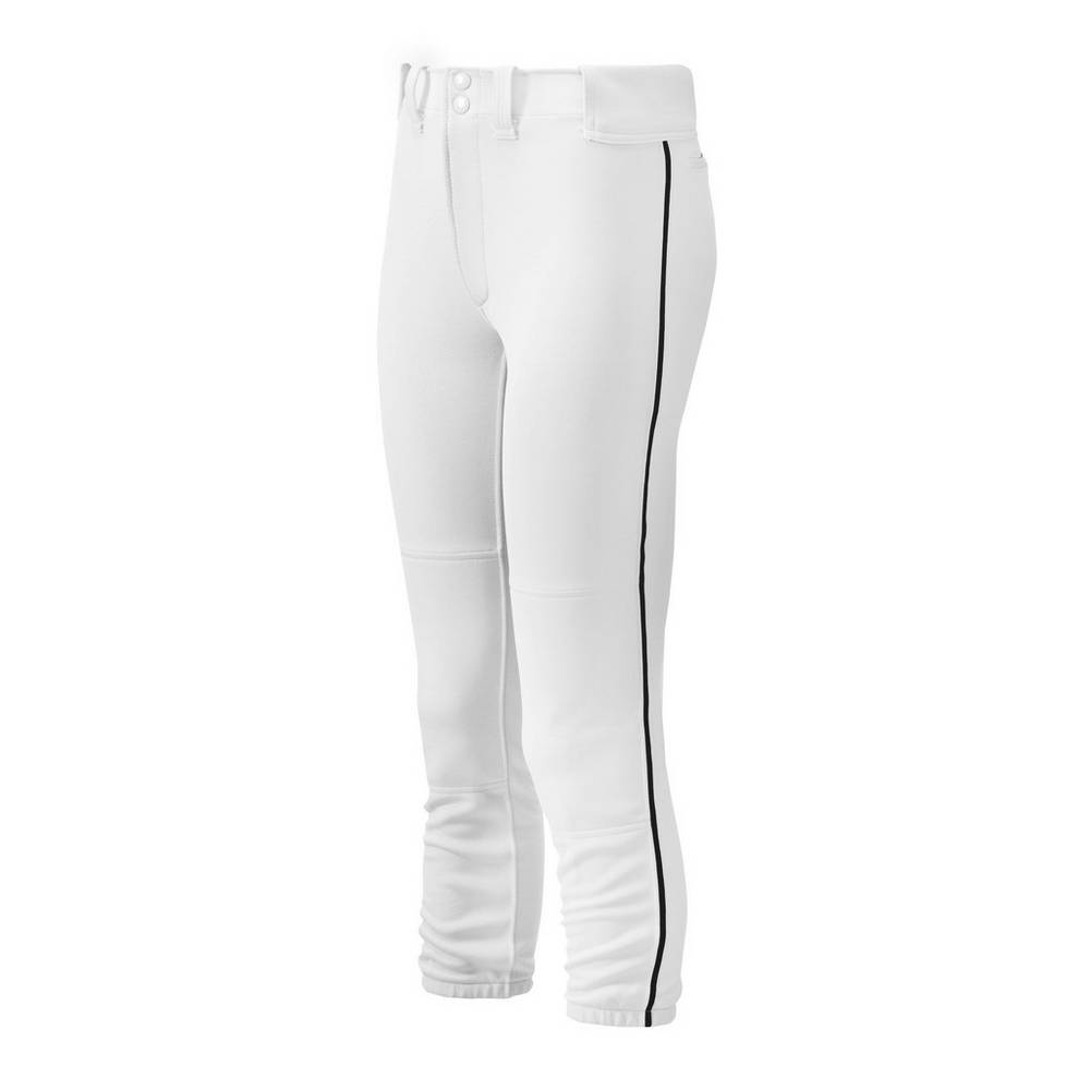 Mizuno Women's Belted Piped Softball Pants White/Black (350314-GCU)